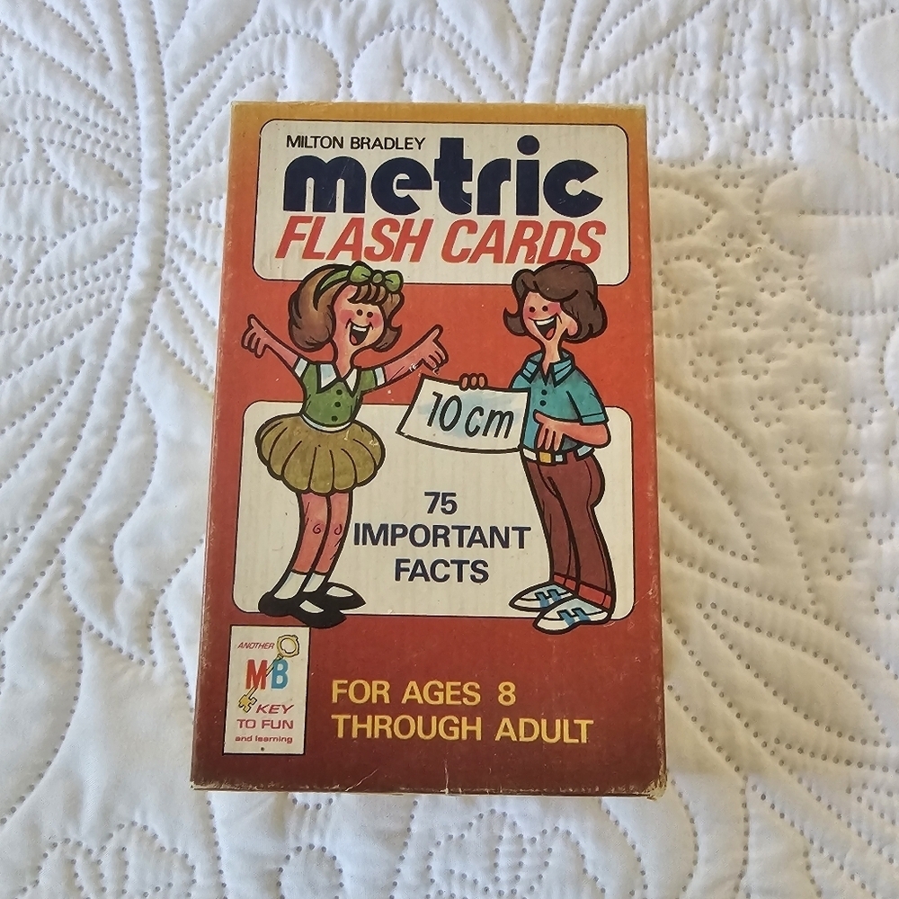 Vintage 1977 Milton Bradley Metric Flash Cards Retro Ephemera